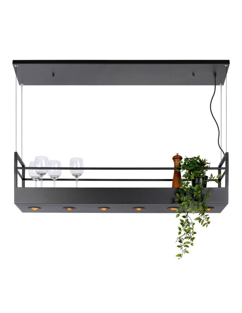 Pendant lamps - Lucide MIRAVELLE Pendant GU10 6x40W Black 21427/06/30 - product kolory-swiatla.pl 11