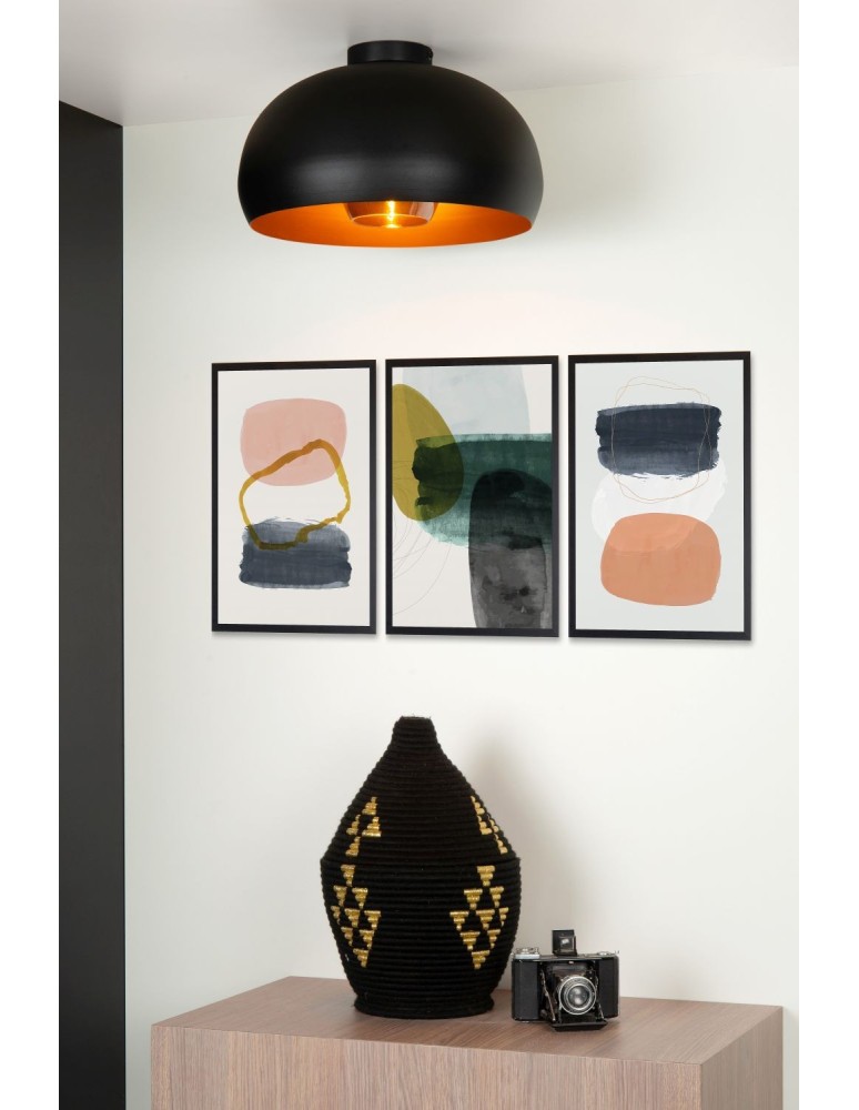 Loft ceiling lamps - industrial - Lucide SHARAN Ceiling E27 1x60W Black/Grey 30186/38/30 - product kolory-swiatla.pl 3