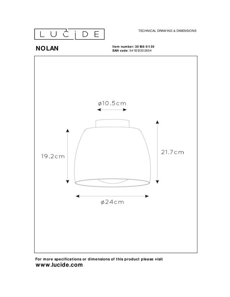 Ceiling lamps - Lucide NOLAN Ceiling E27 1x40W Black/Matte Gold/Brass 30188/01/30 - product kolory-swiatla.pl 4