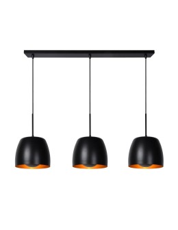 Lucide NOLAN Pendant E27 3x40W Black/Matte Gold/Brass 30488/03/30