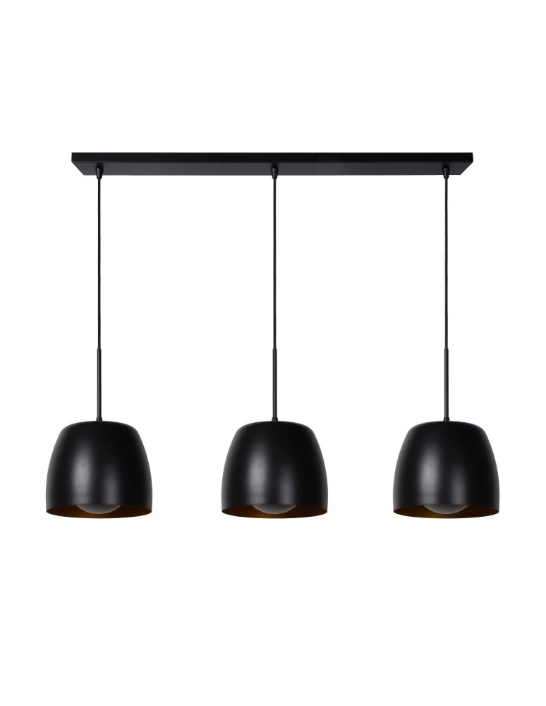 Triple pendant lamps - Lucide NOLAN Pendant E27 3x40W Black/Matte Gold/Brass 30488/03/30 - product kolory-swiatla.pl 2