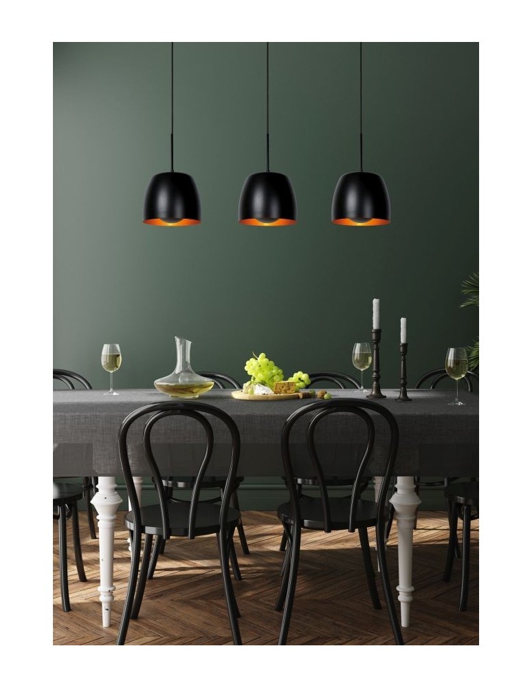 Triple pendant lamps - Lucide NOLAN Pendant E27 3x40W Black/Matte Gold/Brass 30488/03/30 - product kolory-swiatla.pl 3