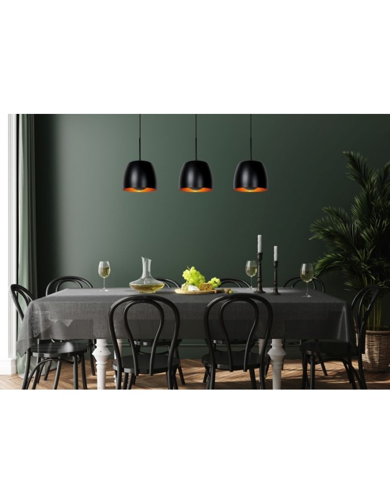 Triple pendant lamps - Lucide NOLAN Pendant E27 3x40W Black/Matte Gold/Brass 30488/03/30 - product kolory-swiatla.pl 4
