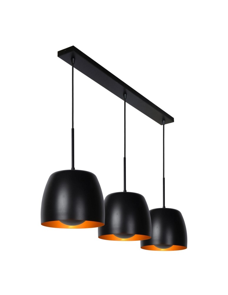 Triple pendant lamps - Lucide NOLAN Pendant E27 3x40W Black/Matte Gold/Brass 30488/03/30 - product kolory-swiatla.pl 8