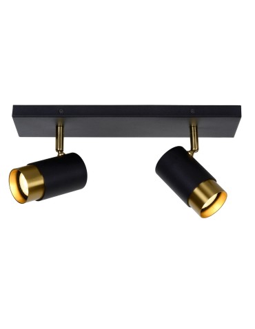 Lucide FLORIS Reflector Ceiling GU10 2x35W Black/Matte Gold/Brass 35913/02/30