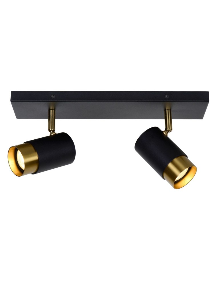 Spotlight ceiling lamps - Lucide FLORIS Reflector Ceiling GU10 2x35W Black/Matte Gold/Brass 35913/02/30 - product kolory-swiatla.pl 1