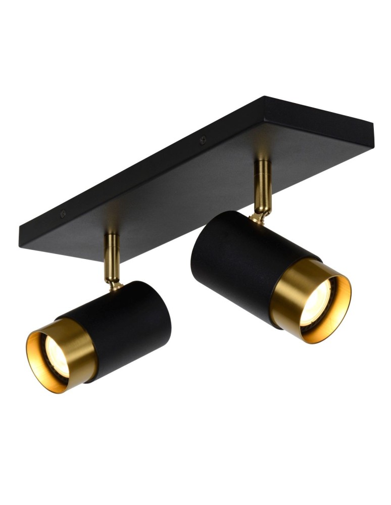 Spotlight ceiling lamps - Lucide FLORIS Reflector Ceiling GU10 2x35W Black/Matte Gold/Brass 35913/02/30 - product kolory-swiatla.pl 5