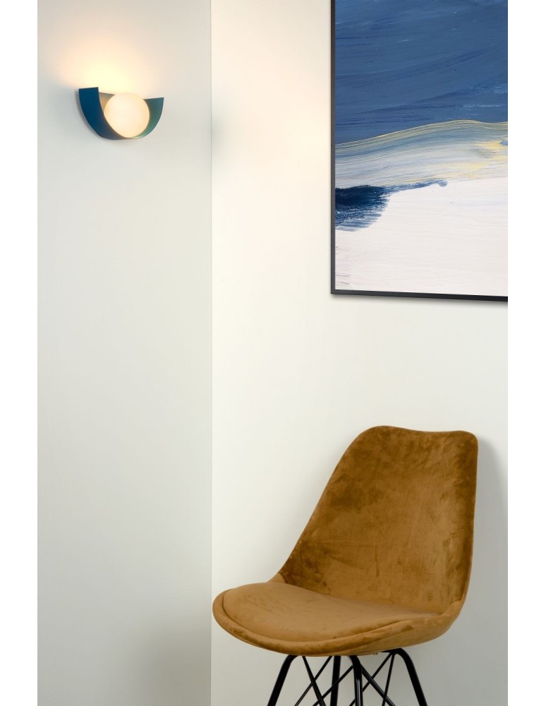 Scandinavian style wall lamps - Lucide BENNI Wall-mounted G9 1x28W Blue/Opal 45201/01/35 - product kolory-swiatla.pl 3