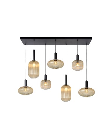 Lucide MALOTO Pendant E27 7x40W Amber/Matte Gold/Brass 45386/07/62