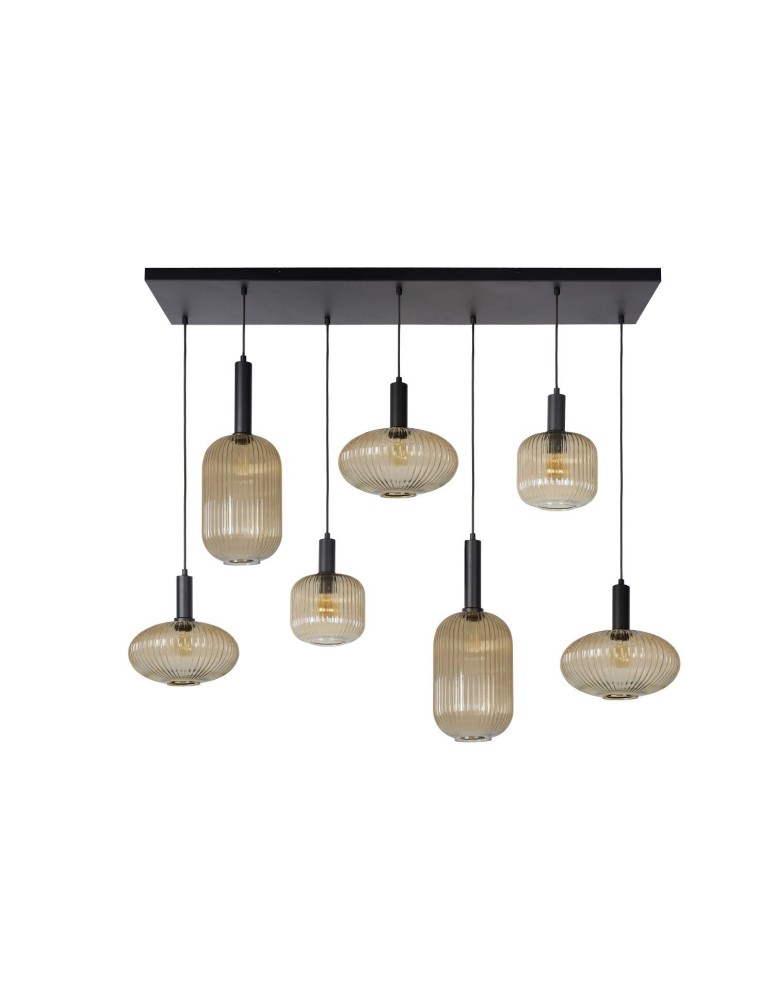 Pendant lamps - Lucide MALOTO Pendant E27 7x40W Amber/Matte Gold/Brass 45386/07/62 - product kolory-swiatla.pl 2