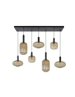 Lucide MALOTO Wisząca E27 7x40W Bursztynowy/Złoty Matowy/Mosiądz 45386/07/62 - produkt 2