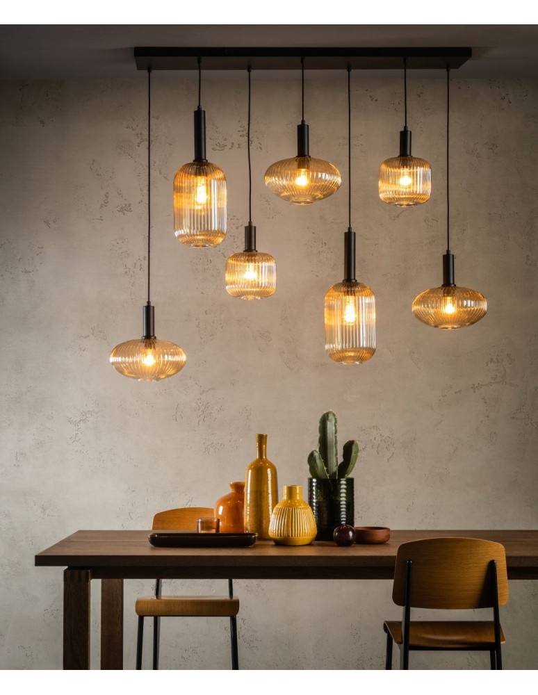 Pendant lamps - Lucide MALOTO Pendant E27 7x40W Amber/Matte Gold/Brass 45386/07/62 - product kolory-swiatla.pl 3