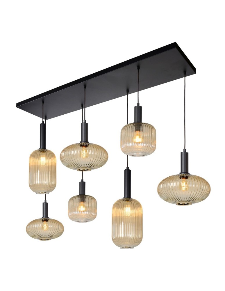 Pendant lamps - Lucide MALOTO Pendant E27 7x40W Amber/Matte Gold/Brass 45386/07/62 - product kolory-swiatla.pl 7