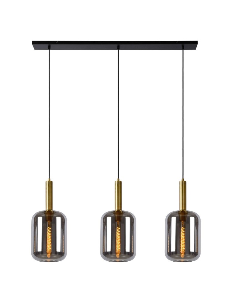 Triple pendant lamps - Lucide JOANET Pendant E27 3x40W Gray/Matte Gold/Brass 45494/03/65 - product kolory-swiatla.pl 1