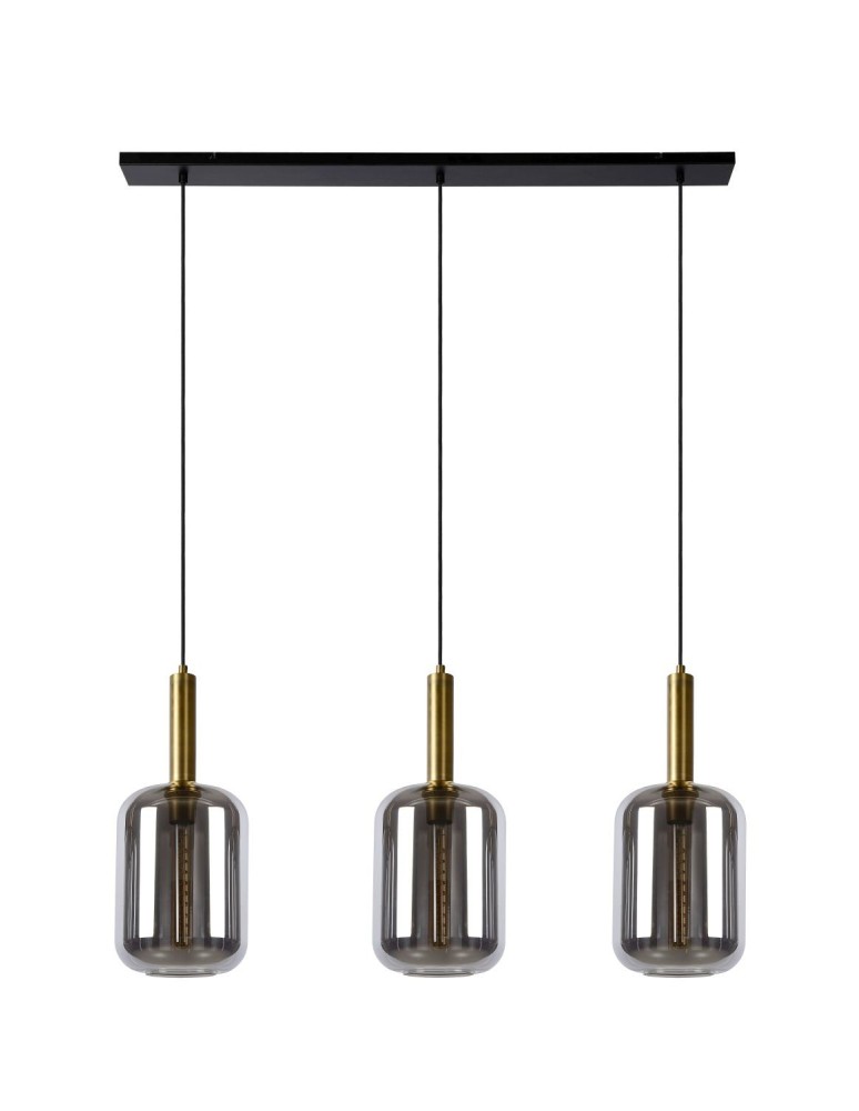 Triple pendant lamps - Lucide JOANET Pendant E27 3x40W Gray/Matte Gold/Brass 45494/03/65 - product kolory-swiatla.pl 2