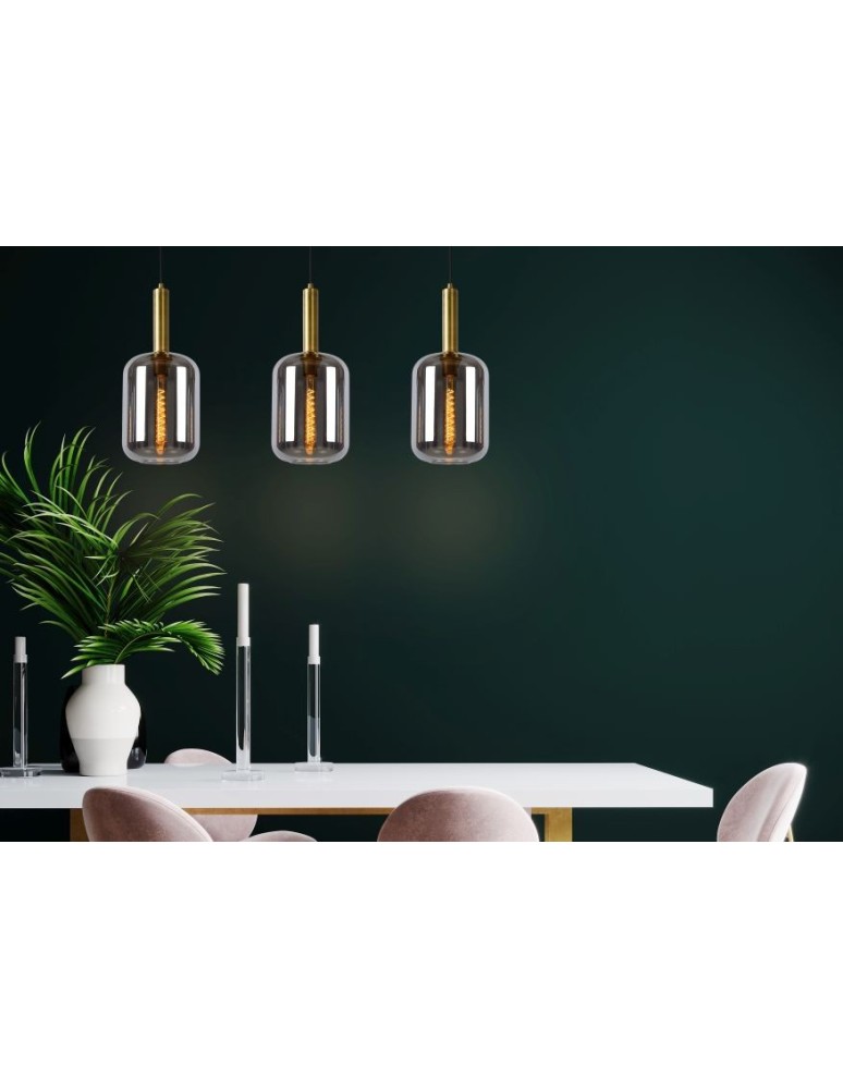 Triple pendant lamps - Lucide JOANET Pendant E27 3x40W Gray/Matte Gold/Brass 45494/03/65 - product kolory-swiatla.pl 3