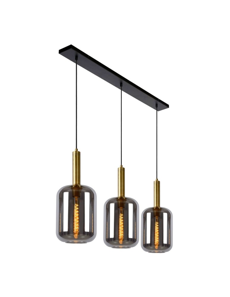 Triple pendant lamps - Lucide JOANET Pendant E27 3x40W Gray/Matte Gold/Brass 45494/03/65 - product kolory-swiatla.pl 7