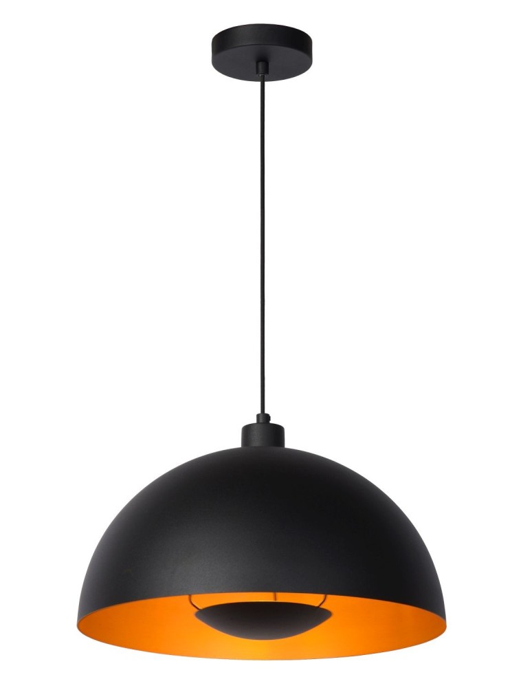 Pendant lamps - Lucide SIEMON Pendant E27 1x40W Black/Matte Gold/Brass 45496/01/30 - product kolory-swiatla.pl 1