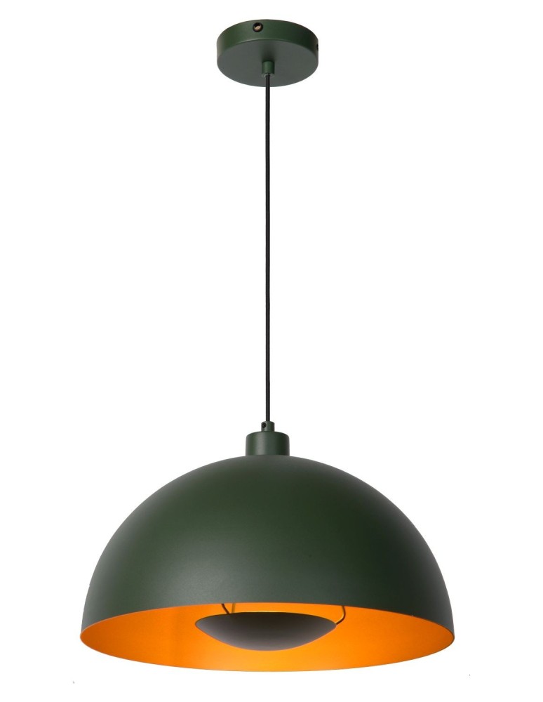 Green pendant lamps - Lucide SIEMON Pendant E27 1x40W Green/Matte Gold/Brass 45496/01/33 - product kolory-swiatla.pl 1