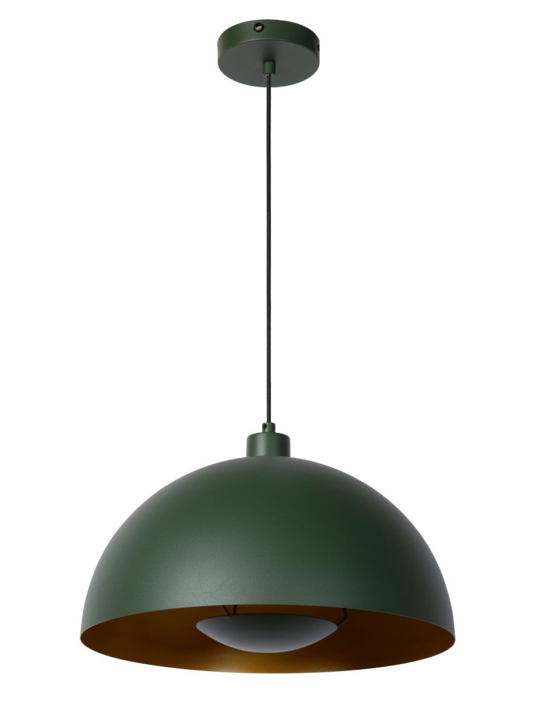 Green pendant lamps - Lucide SIEMON Pendant E27 1x40W Green/Matte Gold/Brass 45496/01/33 - product kolory-swiatla.pl 2