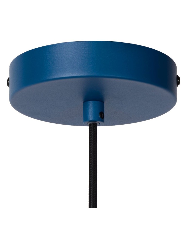 Blue pendant lamps - Lucide SIEMON Pendant E27 1x40W Blue/Matte Gold/Brass 45496/01/35 - product kolory-swiatla.pl 3