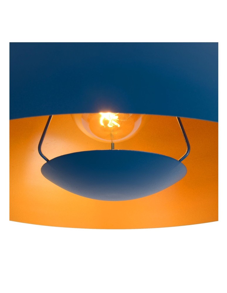 Blue pendant lamps - Lucide SIEMON Pendant E27 1x40W Blue/Matte Gold/Brass 45496/01/35 - product kolory-swiatla.pl 5