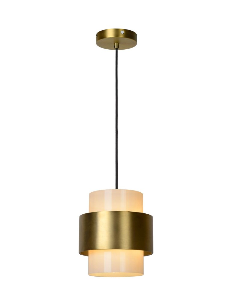 Pendant lamps - Lucide FIRMIN Pendant E27 1x40W Gold Matte/Brass/Opal 45497/20/02 - product kolory-swiatla.pl 1