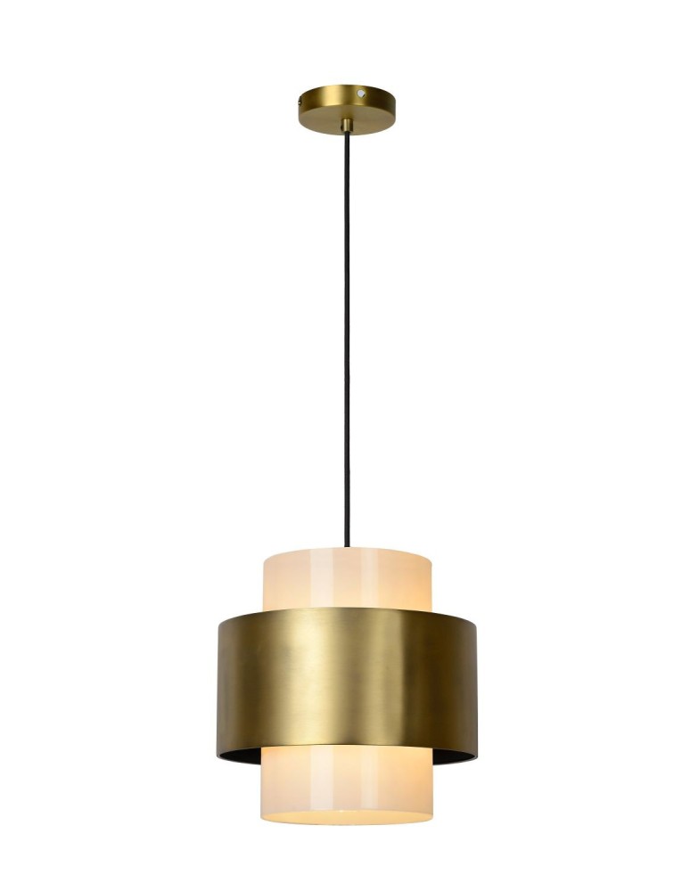 Pendant lamps - Lucide FIRMIN Pendant E27 1x40W Gold Matte/Brass/Opal 45497/30/02 - product kolory-swiatla.pl 1