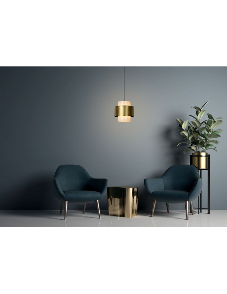 Pendant lamps - Lucide FIRMIN Pendant E27 1x40W Gold Matte/Brass/Opal 45497/30/02 - product kolory-swiatla.pl 4