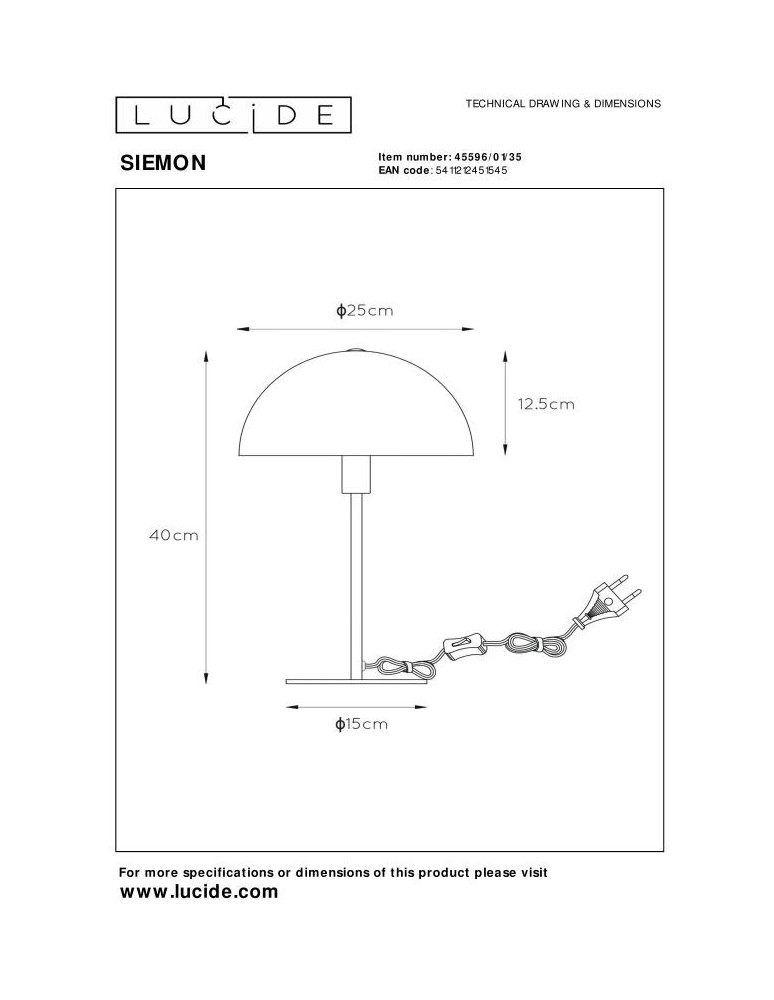 Nightlights - Lucide SIEMON Desk E14 1x25W Blue 45596/01/35 - product kolory-swiatla.pl 4