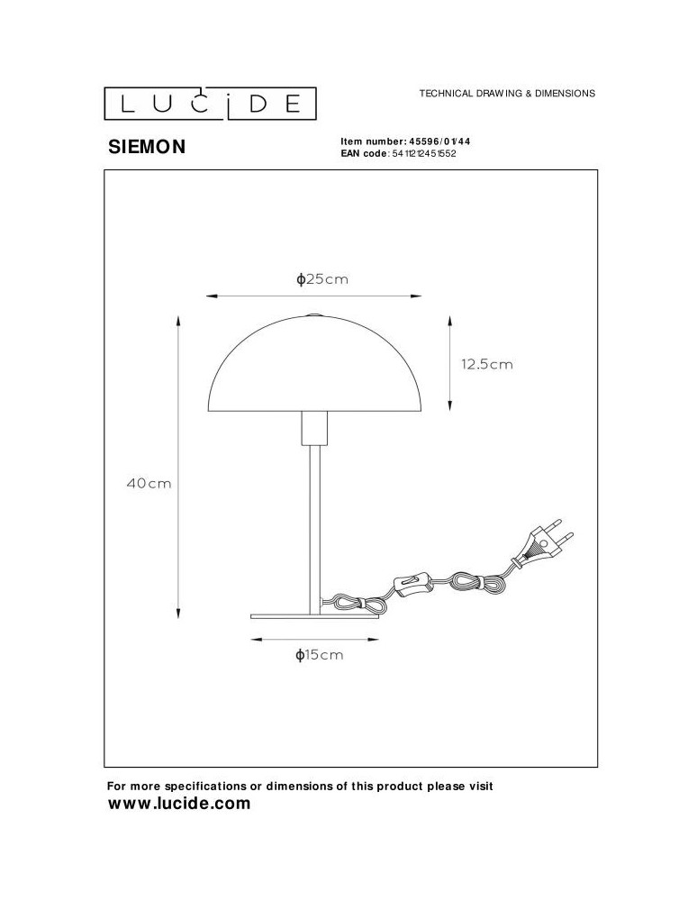 Nightlights - Lucide SIEMON Desk E14 1x25W Yellow 45596/01/44 - product kolory-swiatla.pl 5