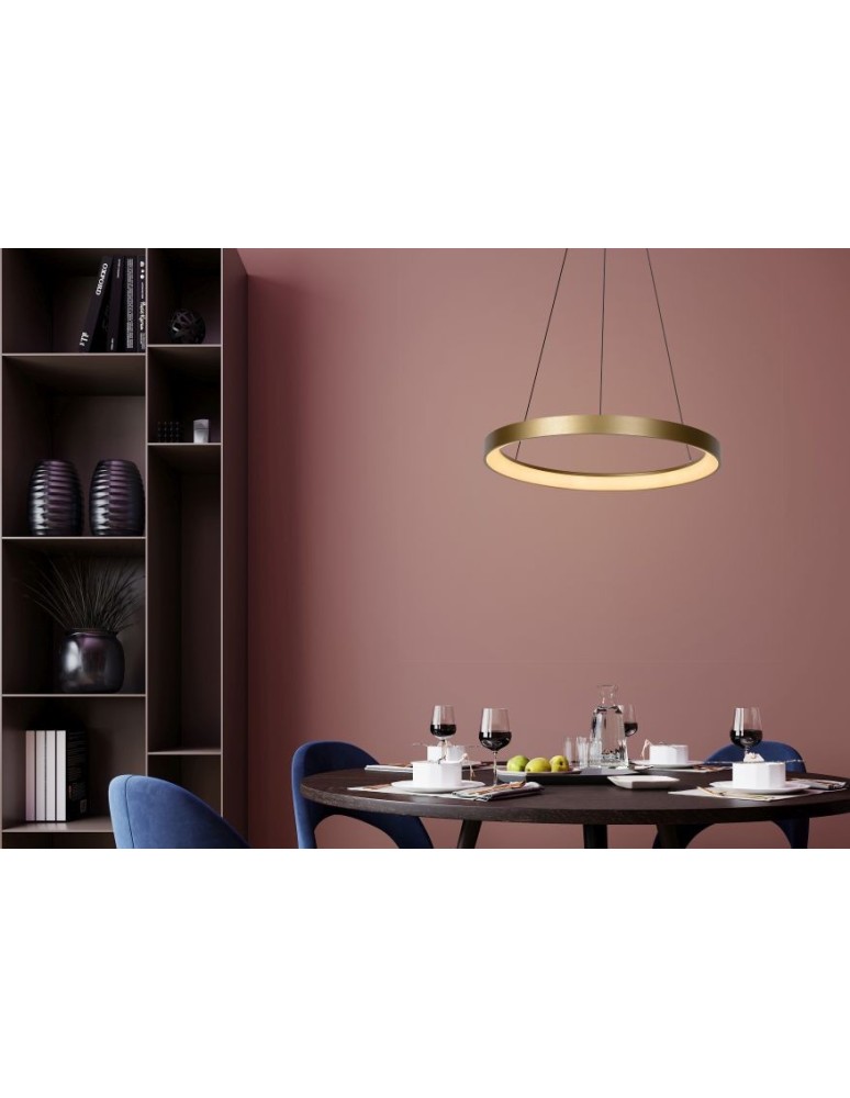 Pendant lamps circles - Lucide VIDAL LED Pendant 1x50W 2700K Gold Matte/Brass/Opal 46403/48/02 - product kolory-swiatla.pl 4