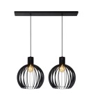 Double pendant lamps - Lucide MIKAELA Pendant E27 2x60W Black 73400/02/30 - product 1