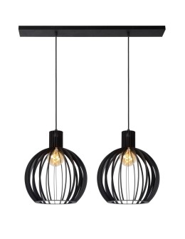 Lucide MIKAELA Pendant E27 2x60W Black 73400/02/30