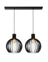 Lucide MIKAELA Pendant E27 2x60W Black 73400/02/30