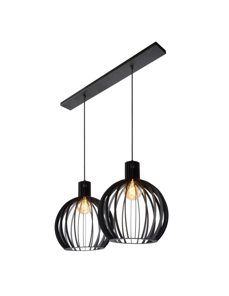 Double pendant lamps - Lucide MIKAELA Pendant E27 2x60W Black 73400/02/30 - product kolory-swiatla.pl 6