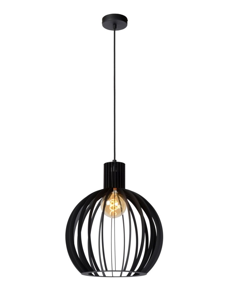 Pendant lamps - Lucide MIKAELA Pendant E27 1x60W Black 73400/32/30 - product kolory-swiatla.pl 1