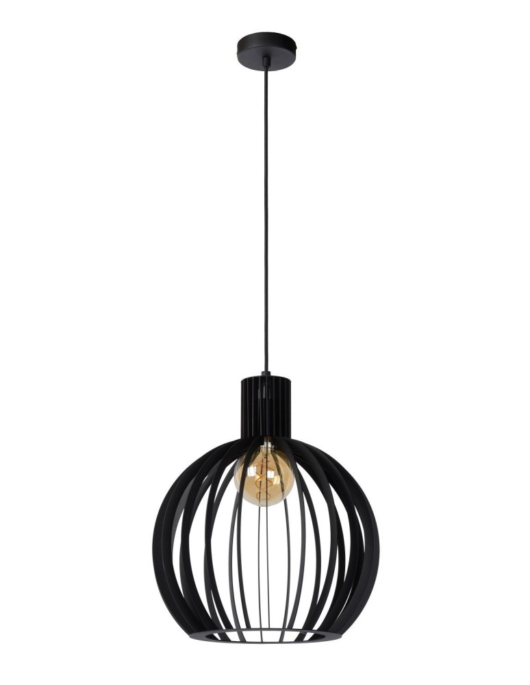 Pendant lamps - Lucide MIKAELA Pendant E27 1x60W Black 73400/32/30 - product kolory-swiatla.pl 2