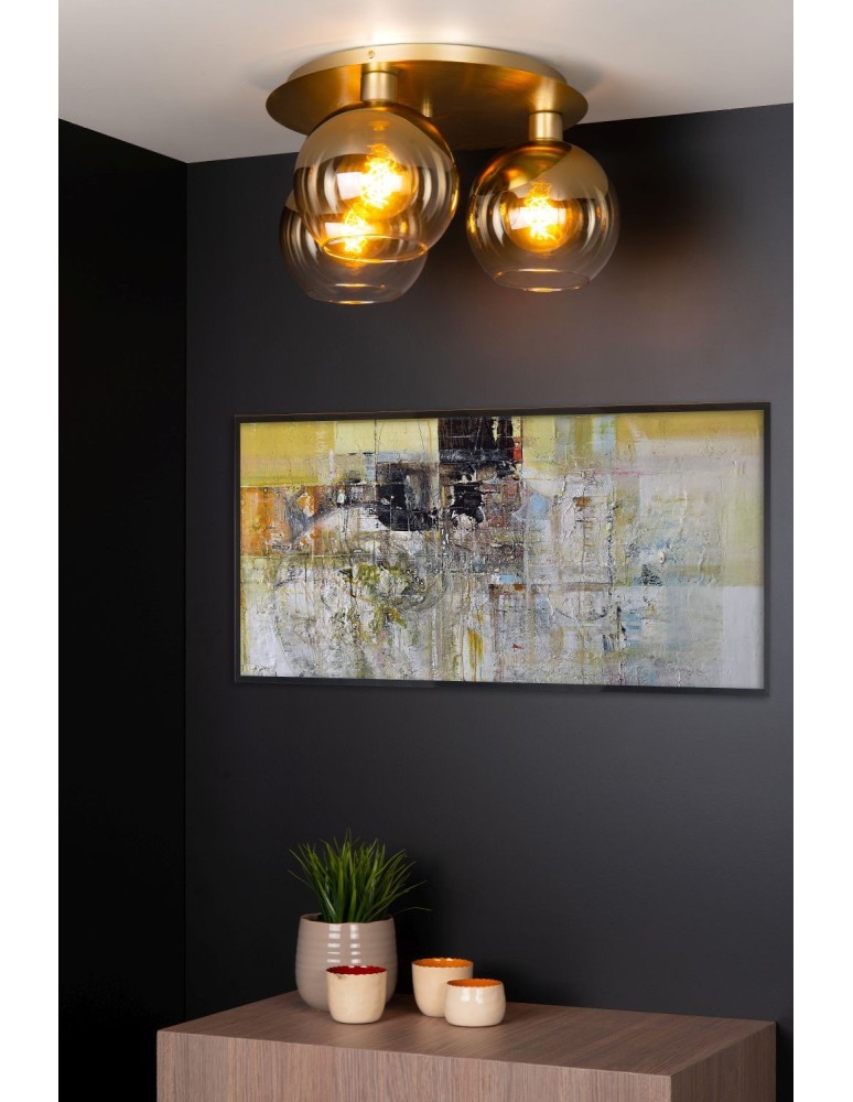 Scandinavian style ceiling lamps - Lucide MARIUS Ceiling E27 3x60W Matte Gold/Silver 74114/03/02 - product kolory-swiatla.pl 3