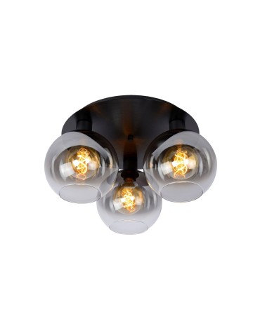 Lucide MARIUS Ceiling E27 3x60W Black/Grey 74114/03/30