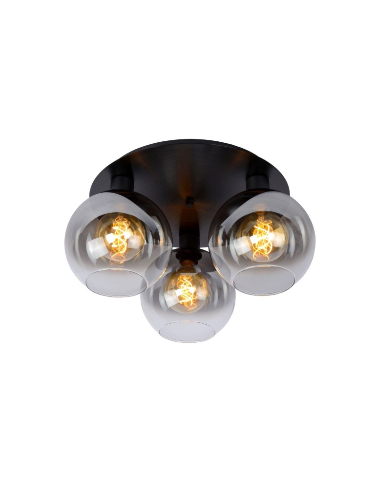 Scandinavian style ceiling lamps - Lucide MARIUS Ceiling E27 3x60W Black/Grey 74114/03/30 - product kolory-swiatla.pl 1