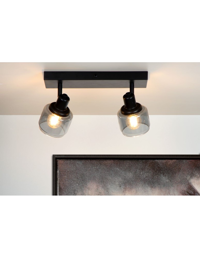Adjustable ceiling lamps - spots - Lucide BJORN Spotlight Ceiling E14 2x40W Black/Grey 77979/02/30 - product kolory-swiatla.pl 3
