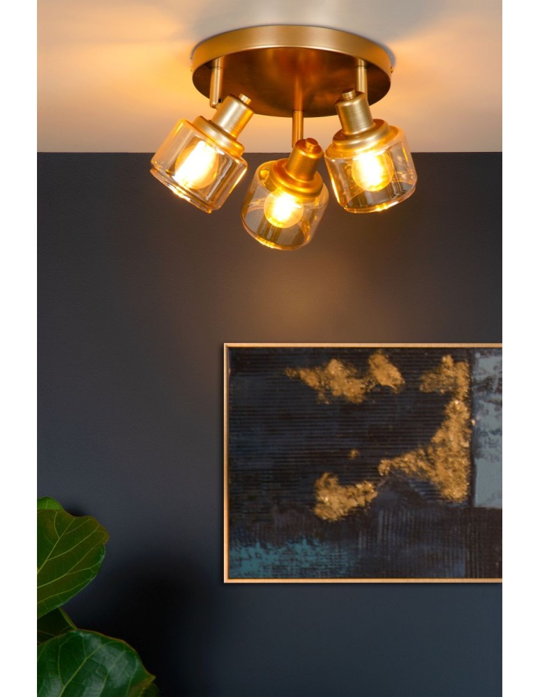 Adjustable ceiling lamps - spots - Lucide BJORN Spotlight Ceiling E14 3x40W Gold Matte/Brass 77979/13/02 - product kolory-swiatla.pl 4