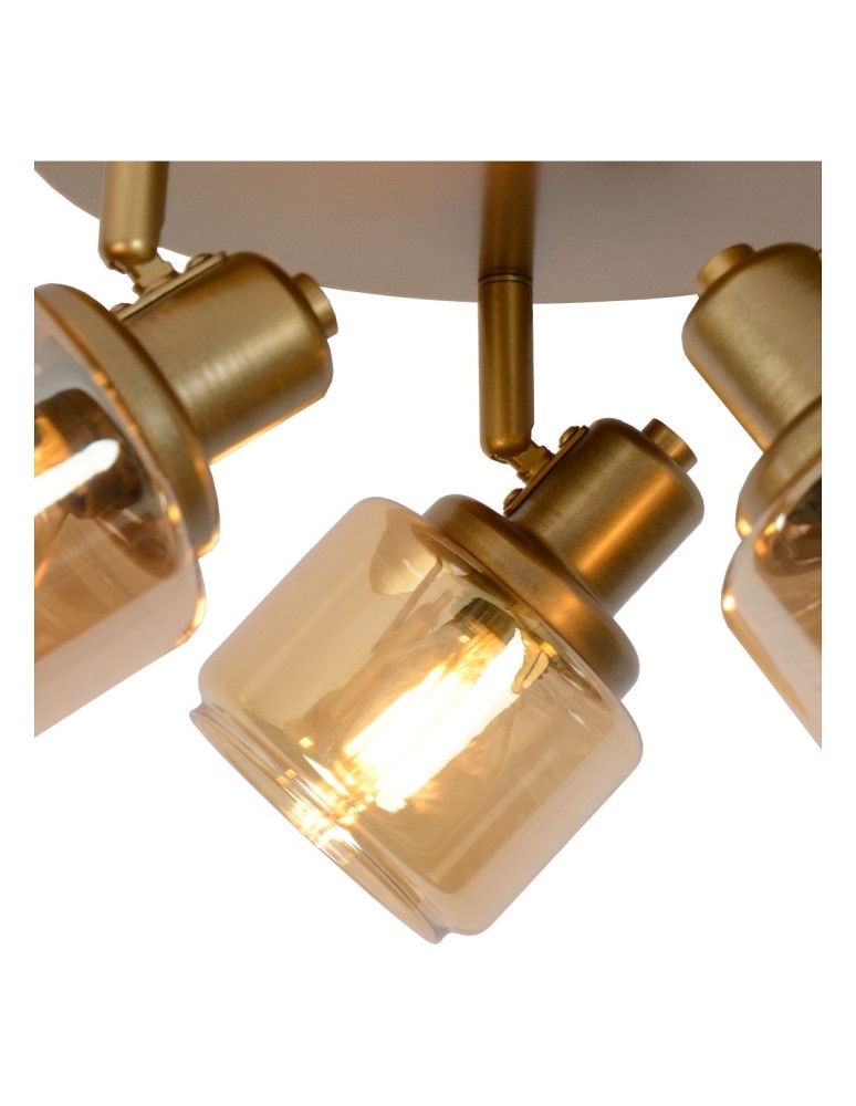 Adjustable ceiling lamps - spots - Lucide BJORN Spotlight Ceiling E14 3x40W Gold Matte/Brass 77979/13/02 - product kolory-swiatla.pl 6