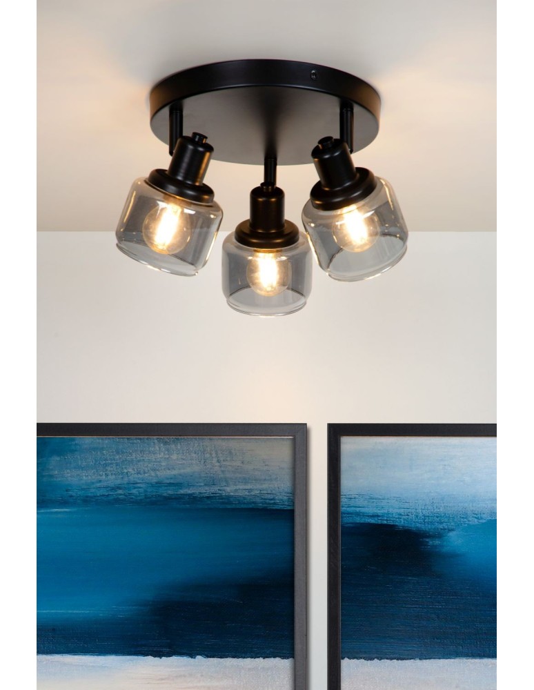 Adjustable ceiling lamps - spots - Lucide BJORN Spotlight Ceiling E14 3x40W Black/Grey 77979/13/30 - product kolory-swiatla.pl 4