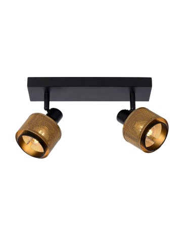 Lucide RAFA Spotlight Ceiling E14 2x40W Black/Matte Gold/Brass 77980/02/30