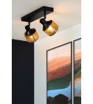 Adjustable ceiling lamps - spots - Lucide RAFA Spotlight Ceiling E14 2x40W Black/Matte Gold/Brass 77980/02/30 - product 4