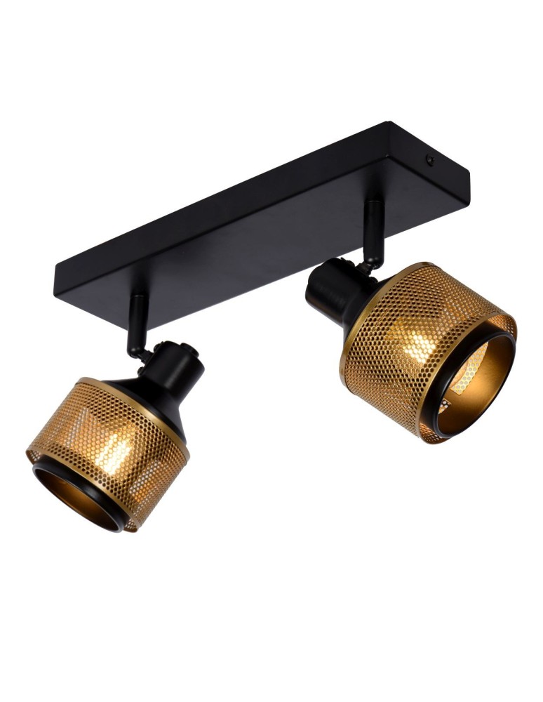 Adjustable ceiling lamps - spots - Lucide RAFA Spotlight Ceiling E14 2x40W Black/Matte Gold/Brass 77980/02/30 - product kolory-swiatla.pl 7