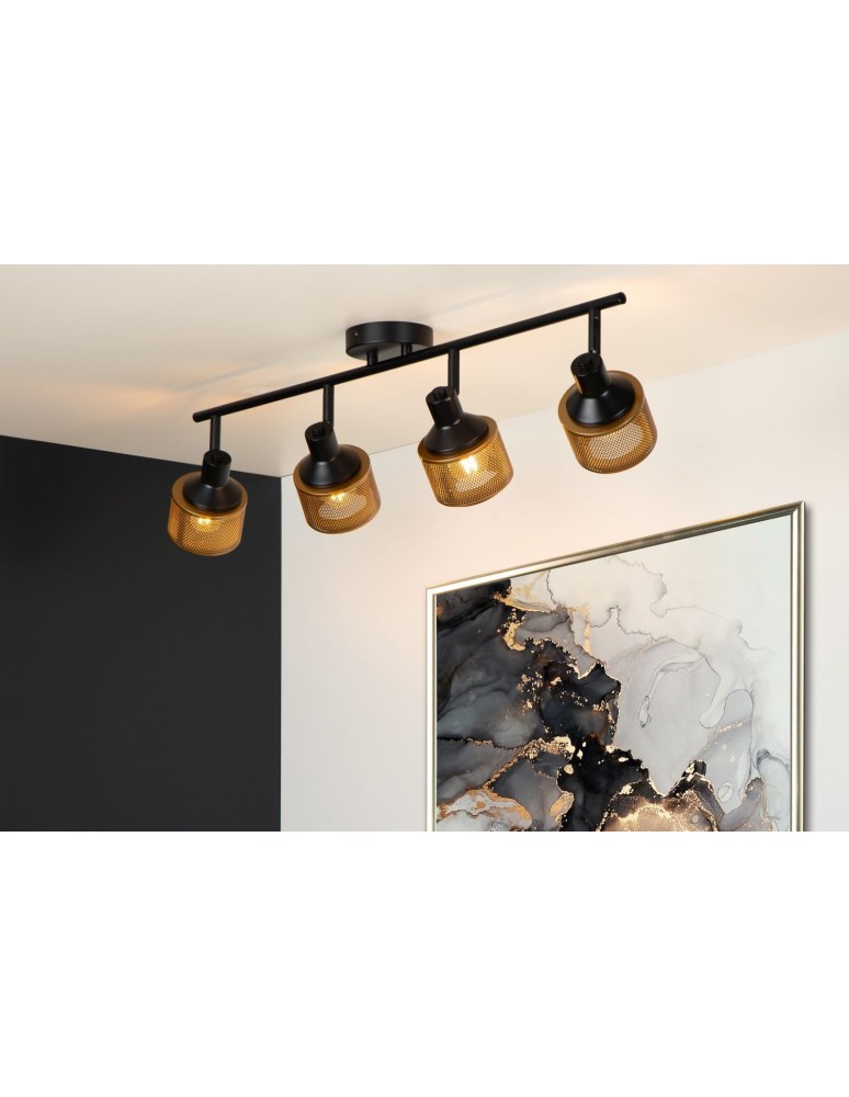 Adjustable ceiling lamps - spots - Lucide RAFA Spotlight Ceiling E14 4x40W Black/Matte Gold/Brass 77980/04/30 - product kolory-swiatla.pl 3