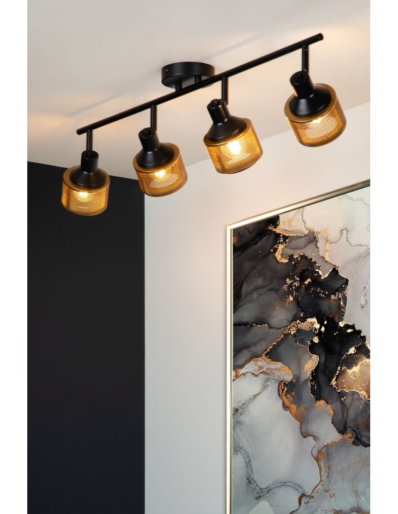 Adjustable ceiling lamps - spots - Lucide RAFA Spotlight Ceiling E14 4x40W Black/Matte Gold/Brass 77980/04/30 - product kolory-swiatla.pl 4